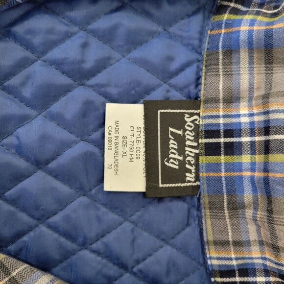 Southern Lady Lightweight Blue Plaid Diamond Quilted Vest - Picture 2 of 5